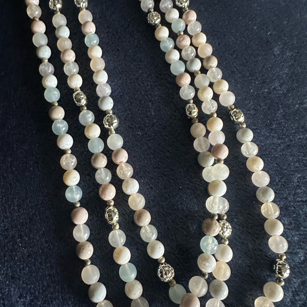 Multi-Strand Pastel Beaded Necklace with Silver Accents - Picture 2 of 15